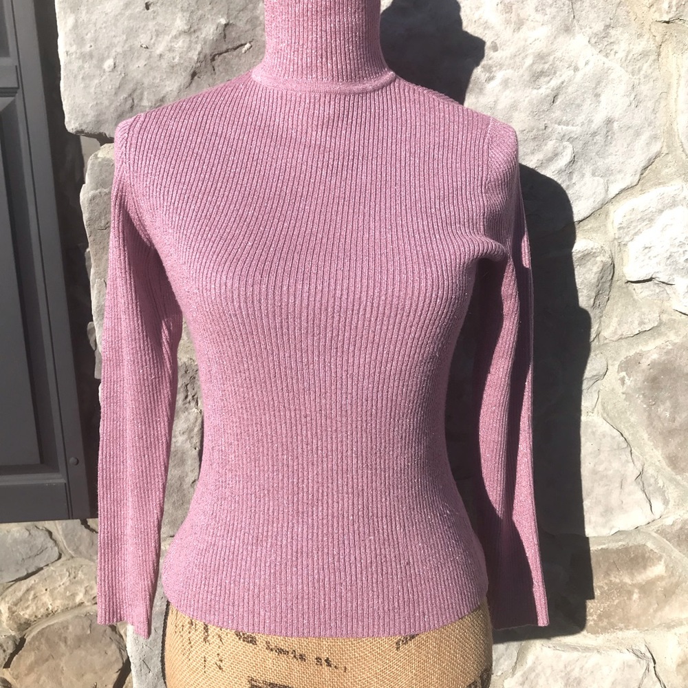 Lilac Metallic Turtleneck Sweater